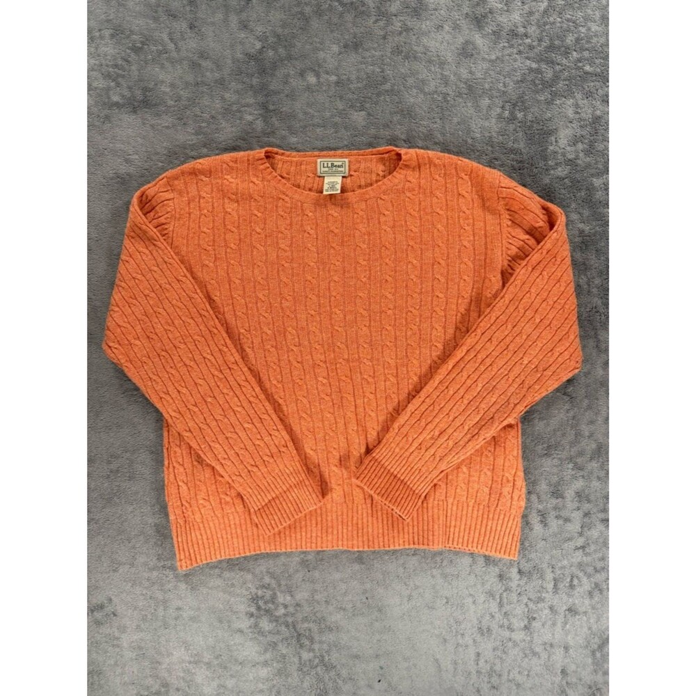 L.L. Bean Women’s Cable Knit Crewneck Sweater Lambswool Blend Large
